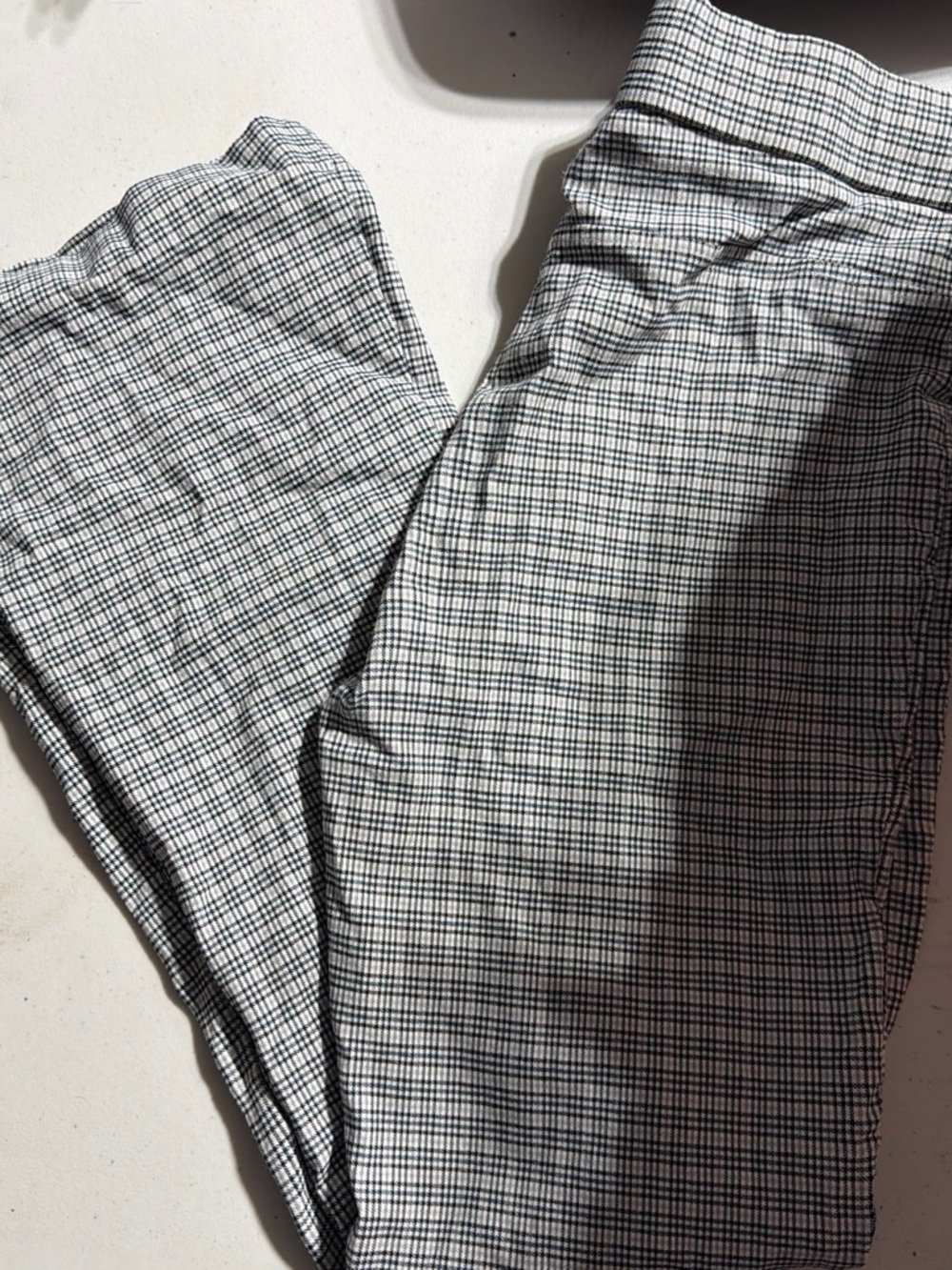 Zara Black & White Checked Boot-Cut Pants